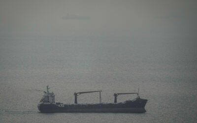 Cargo ship in Arabian Gulf near Strait of Hormuz
