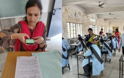 Teacher using AI assessment app in Jodhpur classroom