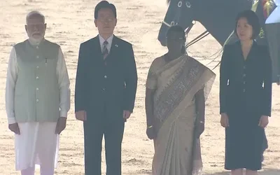 PM Modi with South Korean President Lee Jae Myung at Rashtrapati Bhavan, April 20 2026