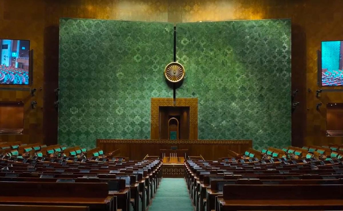 Indian Parliament Lok Sabha chamber wide view