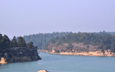 Hasdeo river flowing through forest in Chhattisgarh tribal region