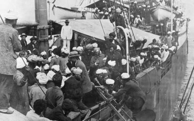 Historic 1914 photograph of passengers aboard a steamship symbolising colonial-era migration restrictions